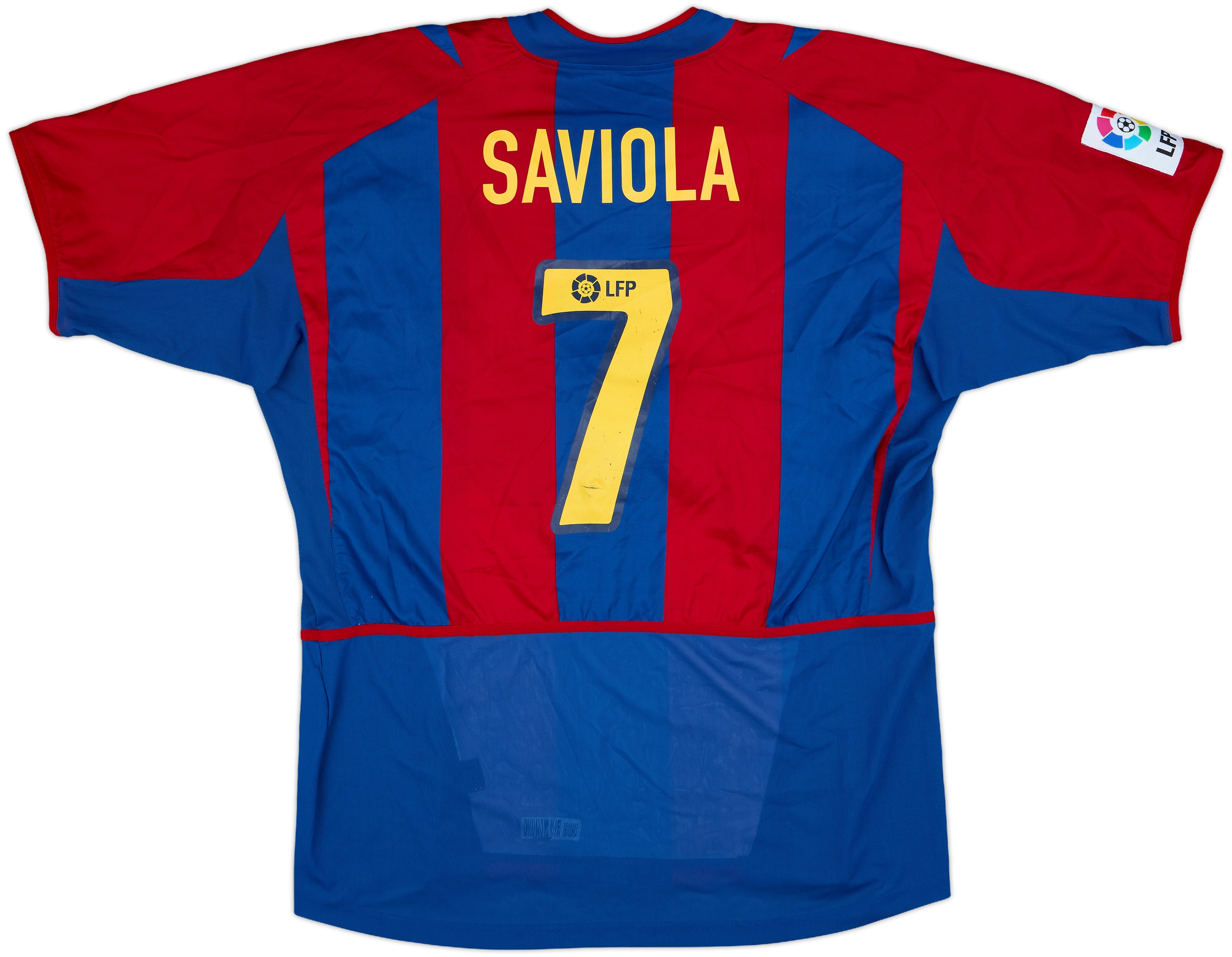 2002-03 Barcelona Player Issue Home Shirt Saviola #7 - 8/10 - (XL)