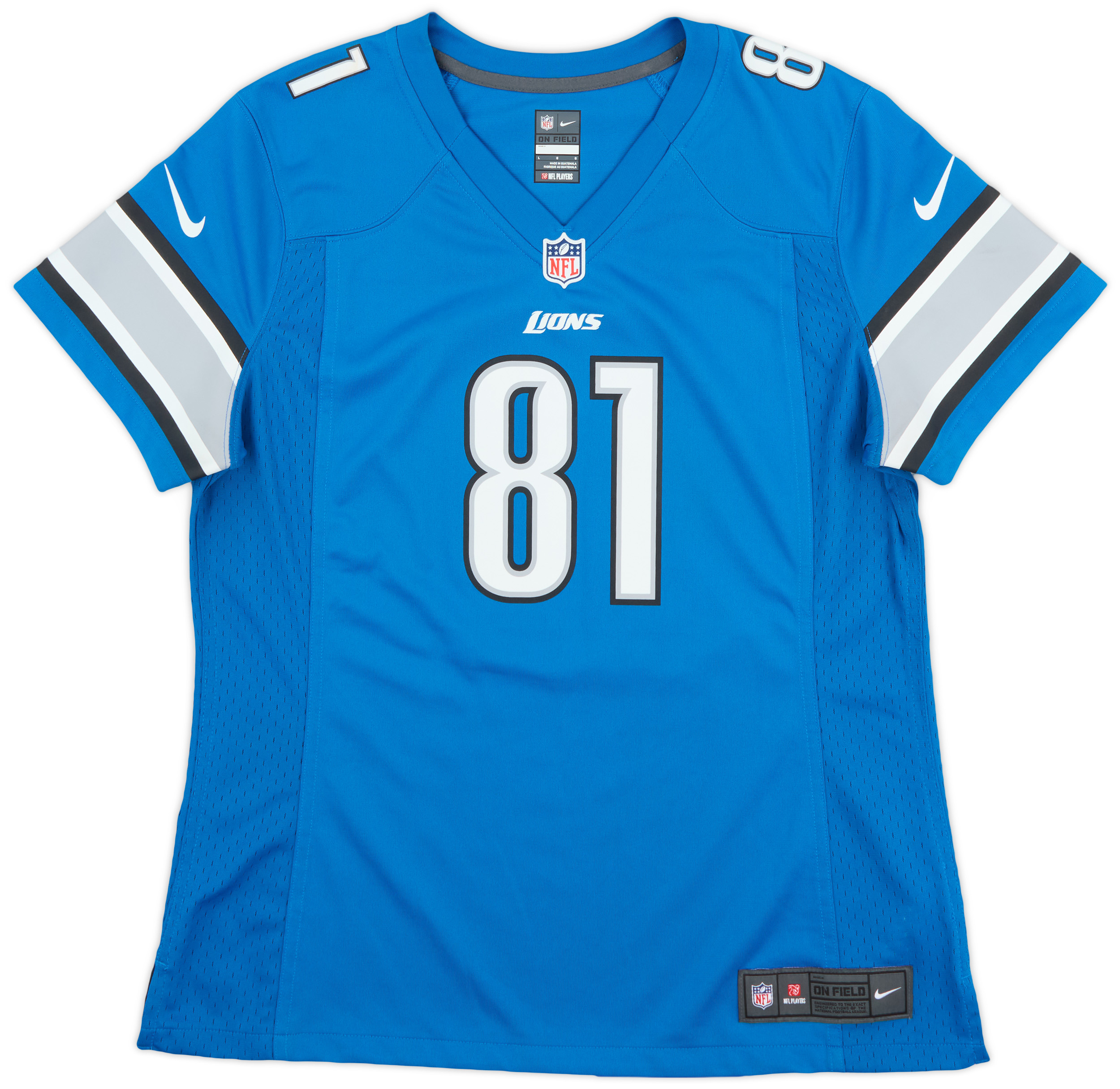 2012-15 Detroit Lions Johnson #81 Nike Game Home Jersey Womens (Excellent) L