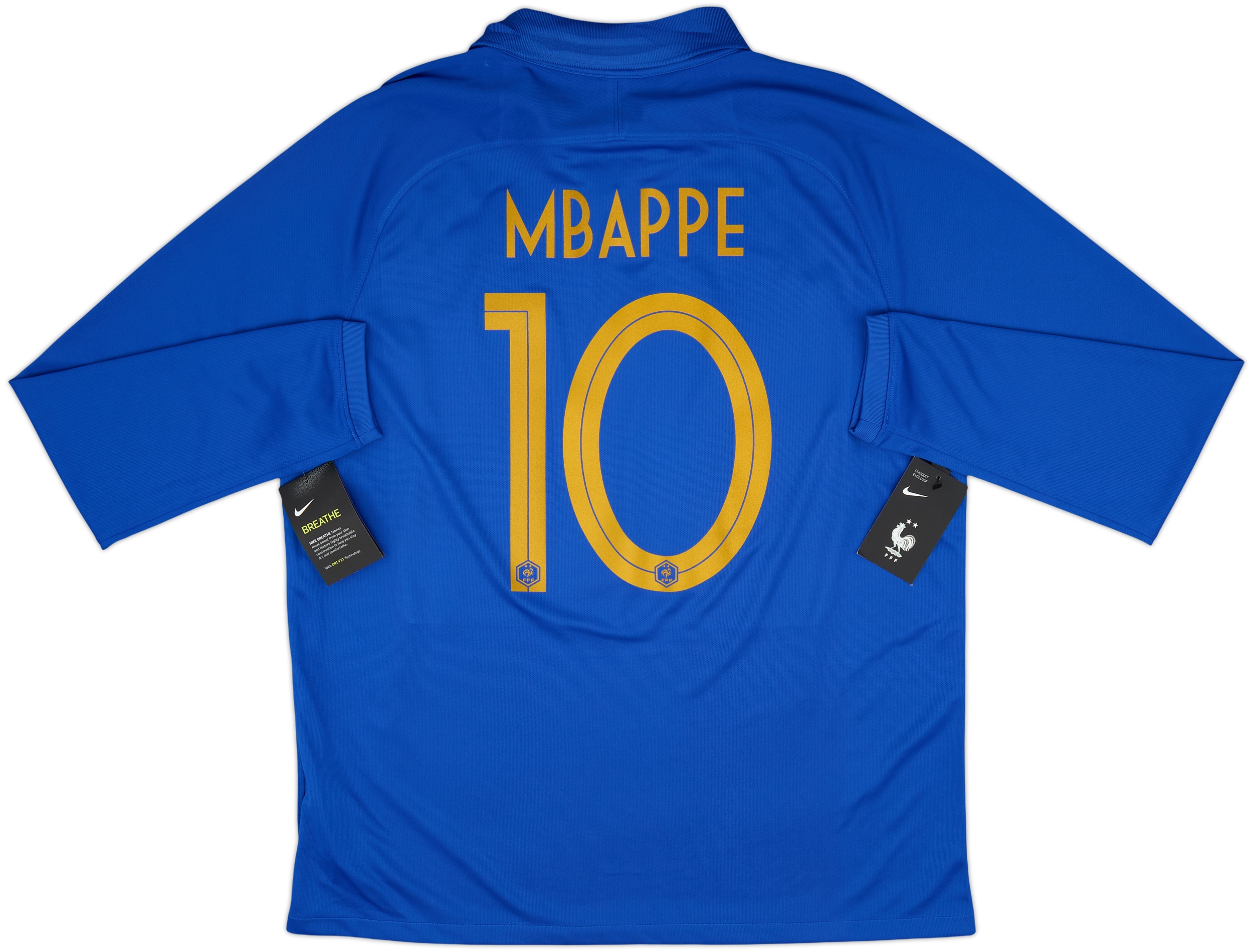 2019 France Centenary Home L/S Shirt Mbappe #10 (XL)