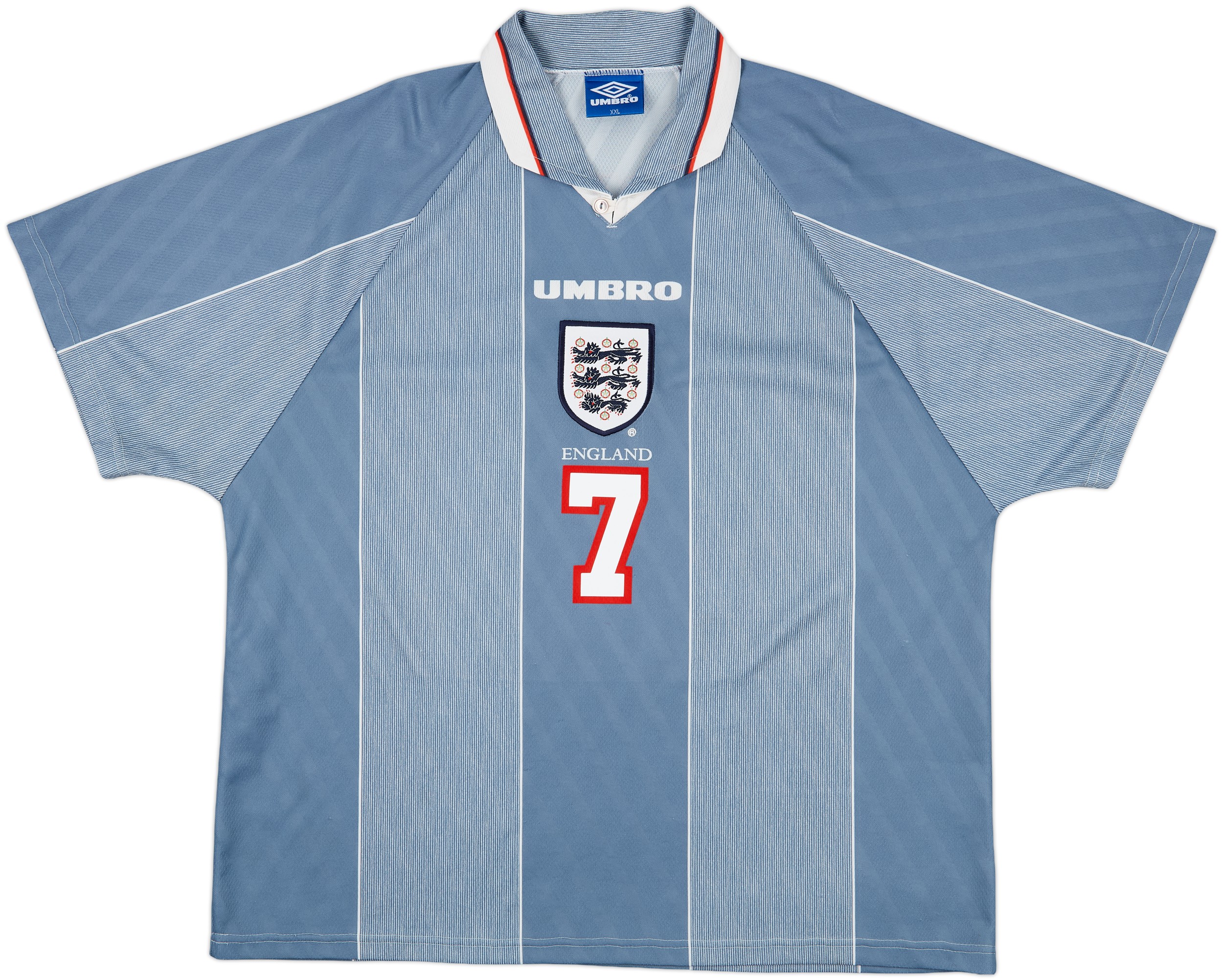 1996-97 England Away Shirt Beckham #7 - 9/10 - (XXL)