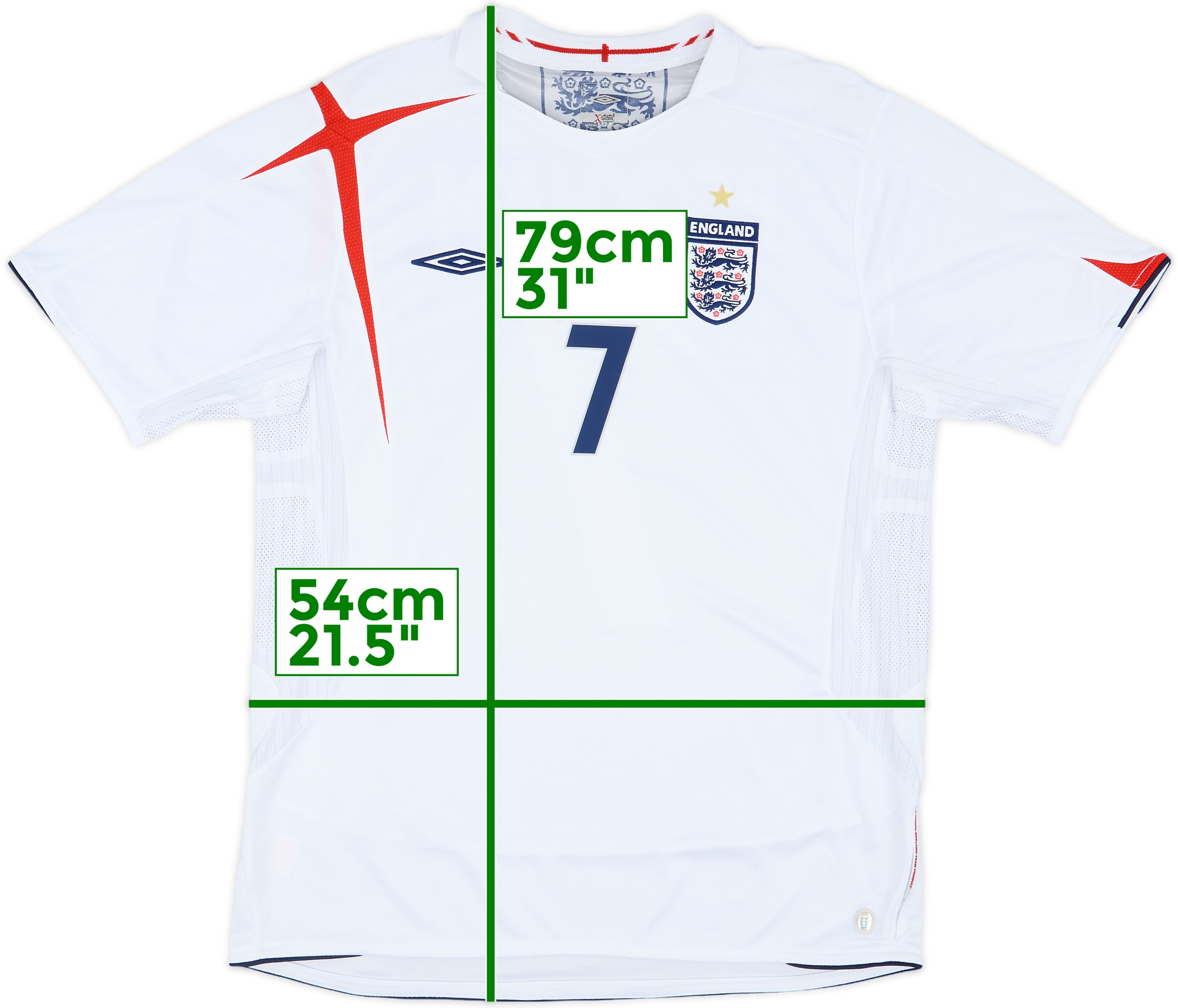 2007-09 England Home Shirt Beckham #7 - 6/10 - (L) 2007-09 England Home Shirt Beckham #7 - 6/10 - (L)