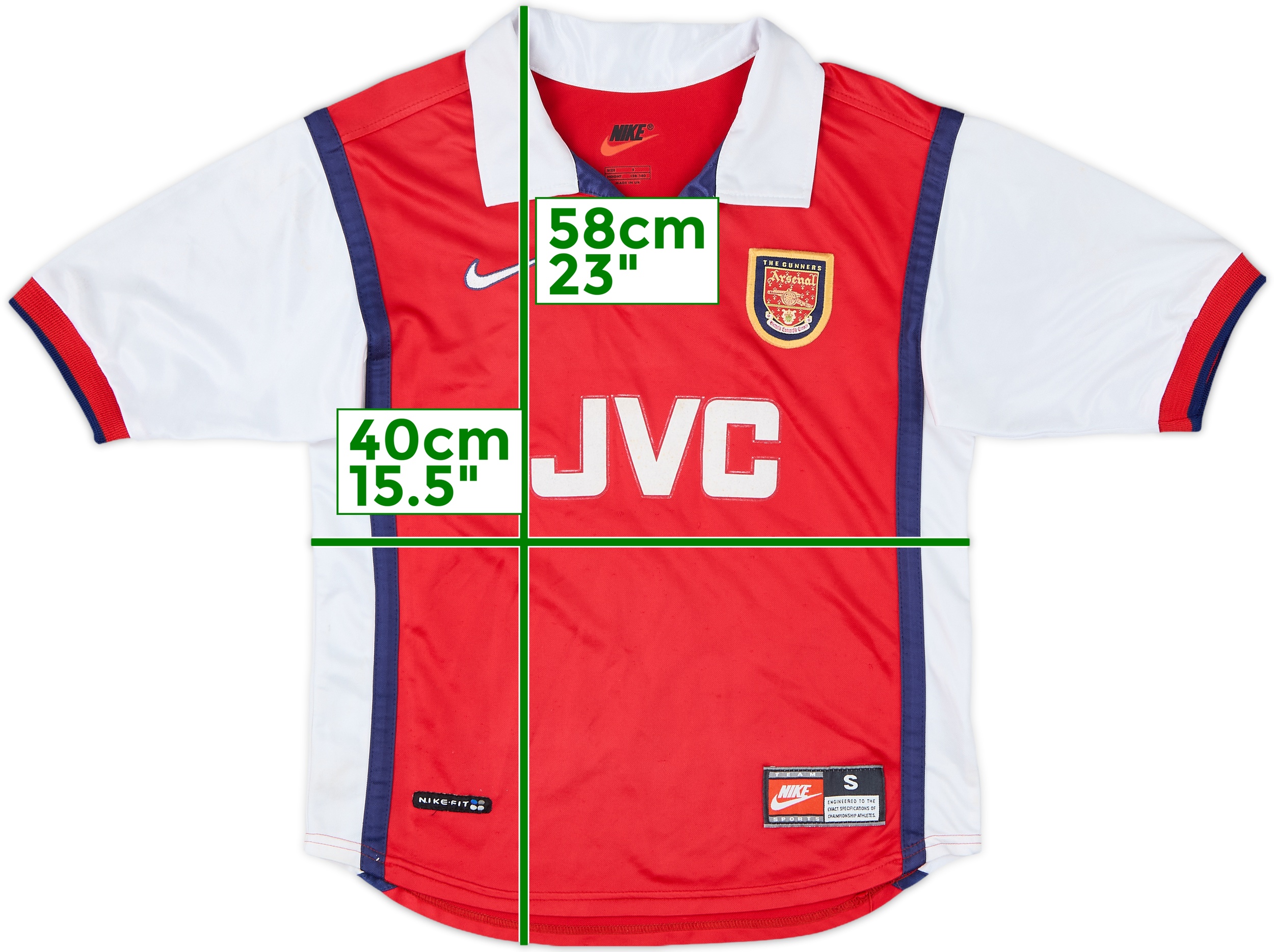 Nike Arsenal JVCアーセナル 1998 - 99サイズL 1998-99 red Arsenal Nike shirt | retroiscooler | Vintage