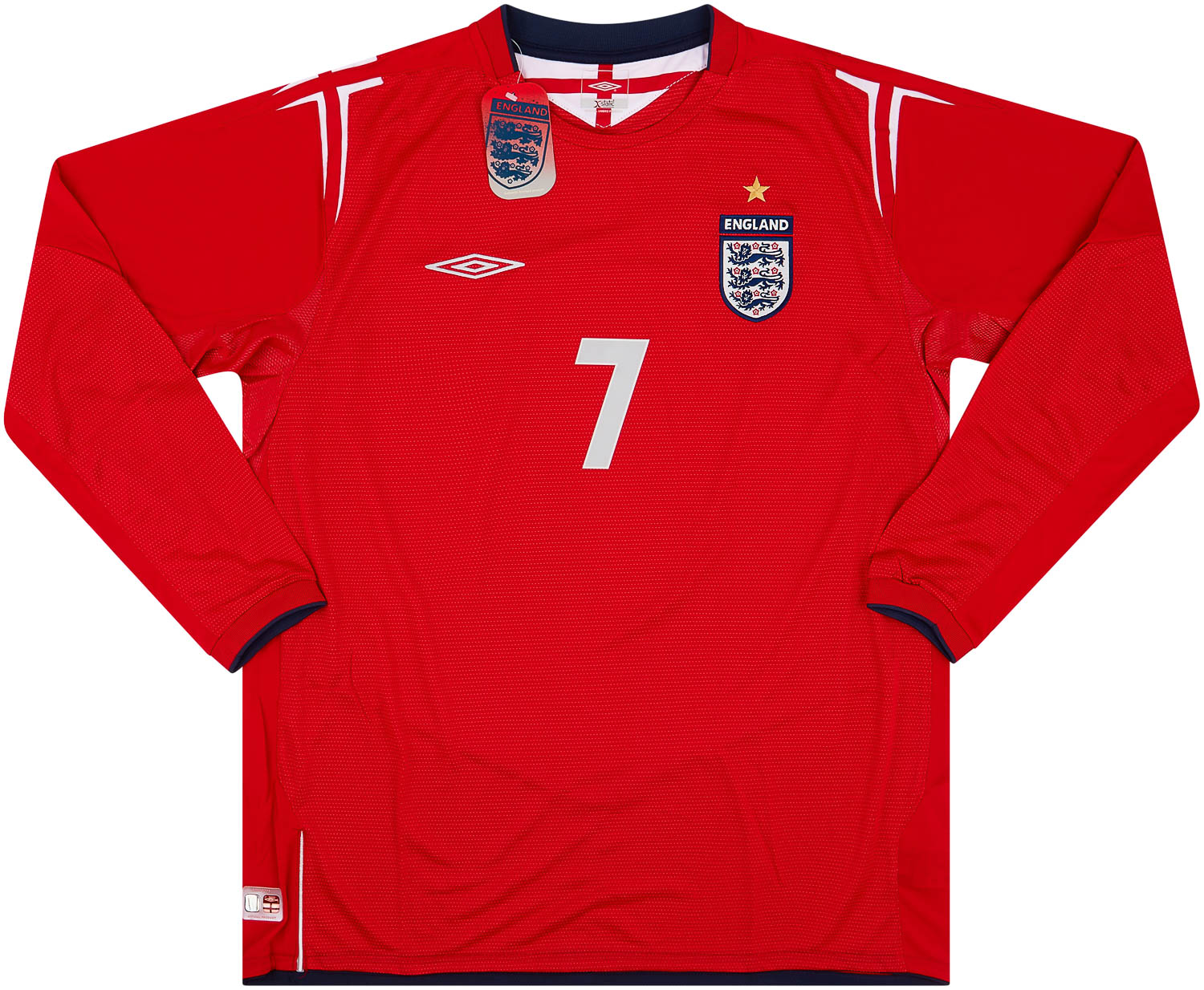 ウェア England Away 2004 #7 Beckham Longsleeve 2004-06 England Away L/S Shirt Beckham #7 XXL