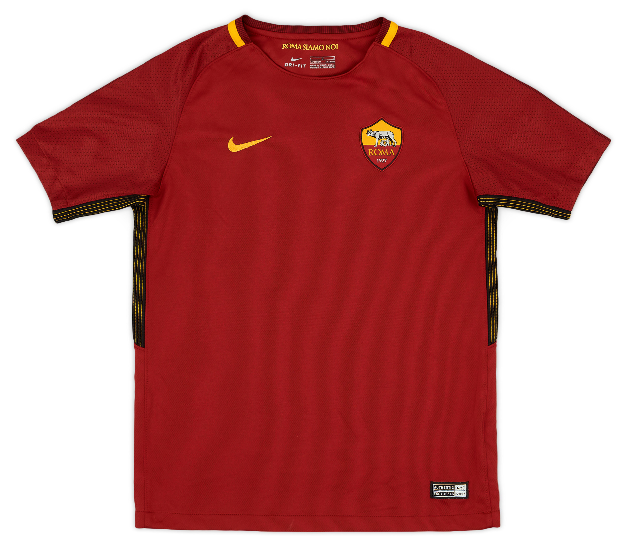 2017-18 Roma Home Shirt - Excellent 9/10 - (L.Boys)