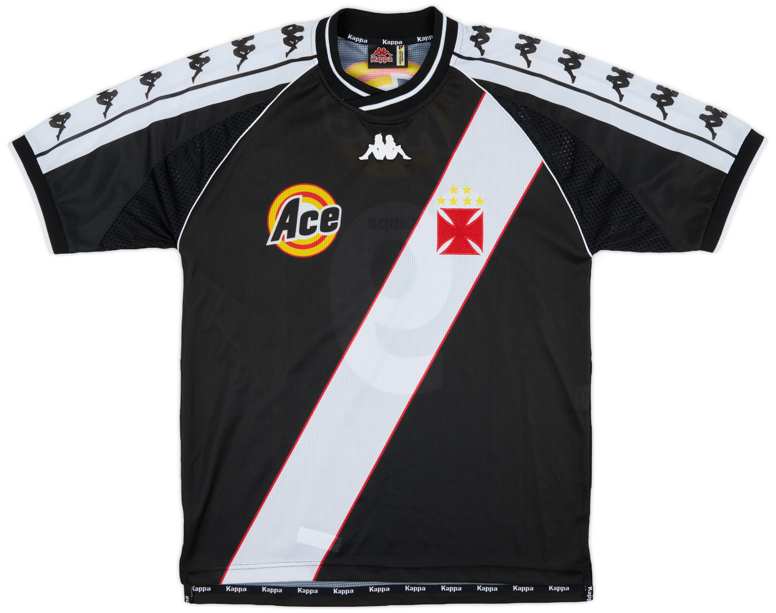 Kappa Vasco da Gama Ace ユニフォーム ブラック サッカー 1999-00 Vasco da Gama Home Shirt #9 - 9/10 - (L)