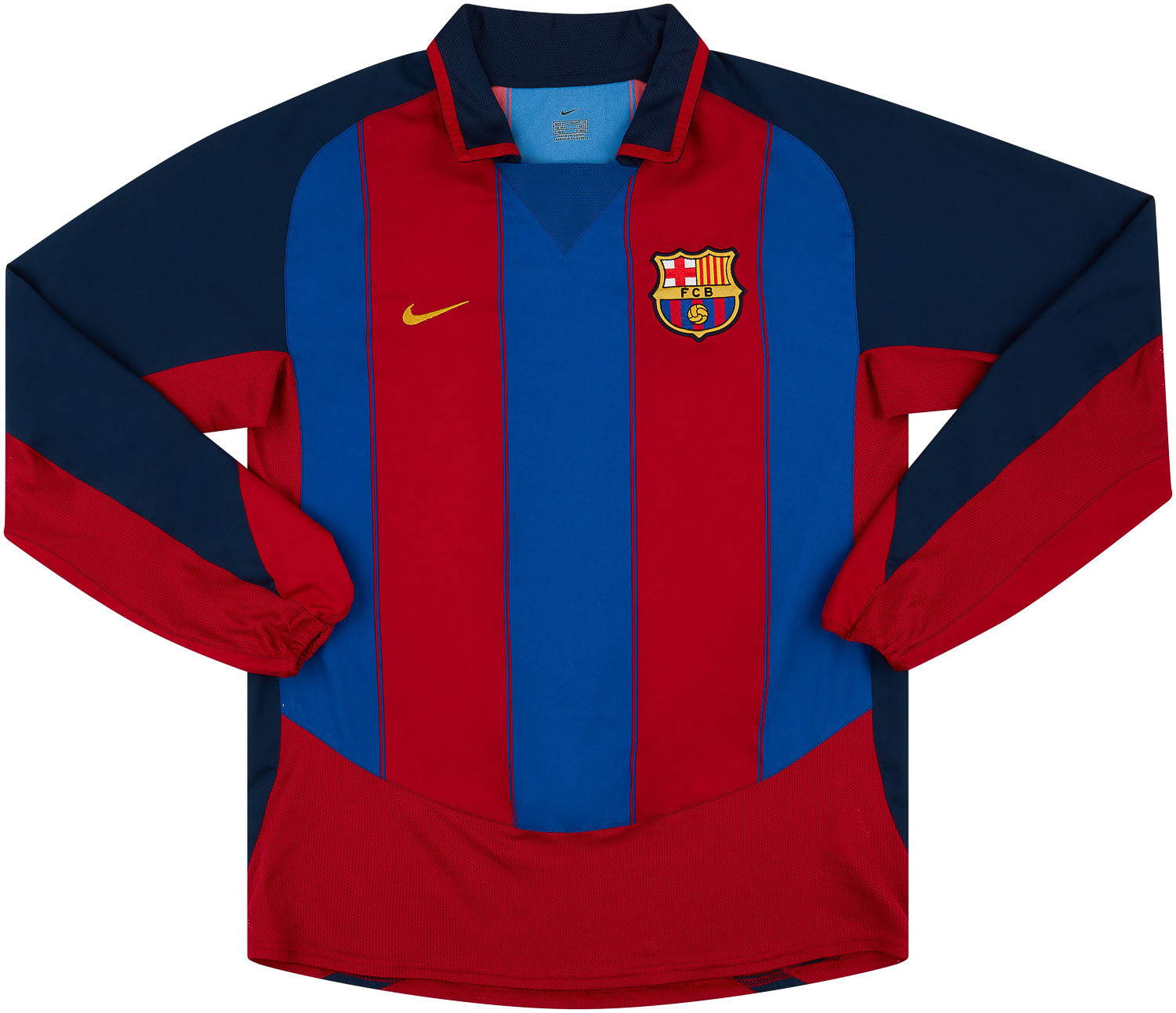 2003 04 Barcelona Player Issue Home L S Shirt Excellent 9 10 M