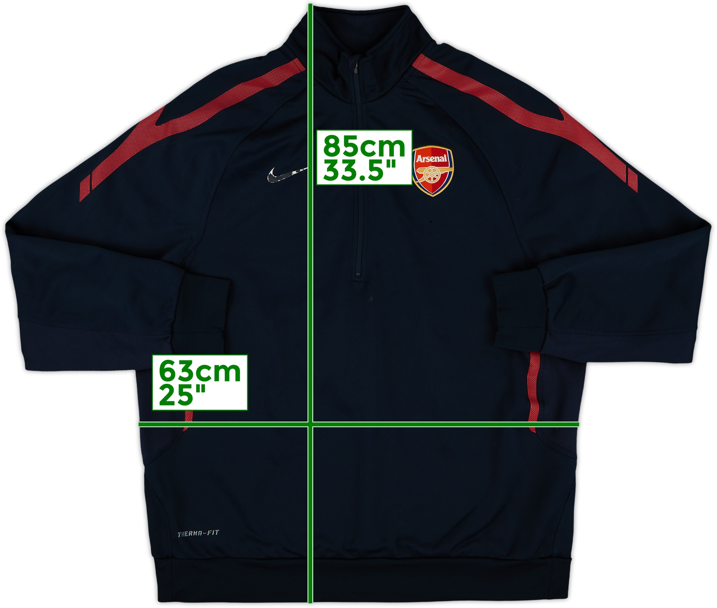 ウェア Arsenal Nike O2 Half Zip jacket Vintage Nike Arsenal Football Jacket Soccer Track Top