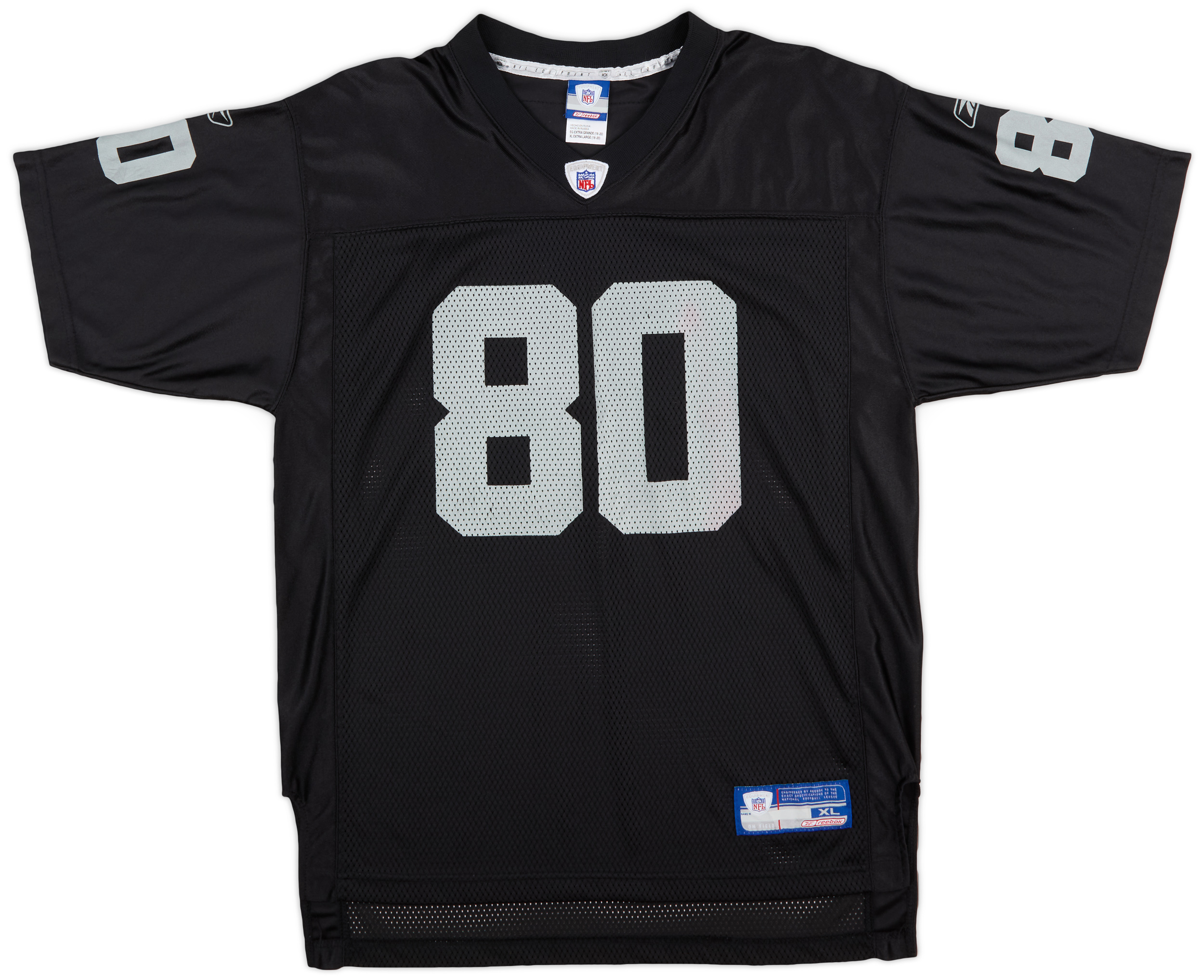 2002-04 Oakland Raiders Rice #80 Reebok On Field Home Jersey (Very Good ...