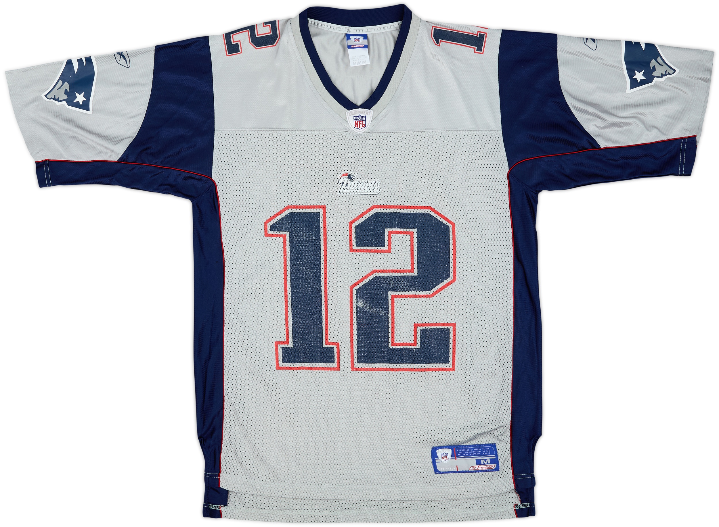 2003-04 New England Patriots Brady #12 Reebok On Field Alternate