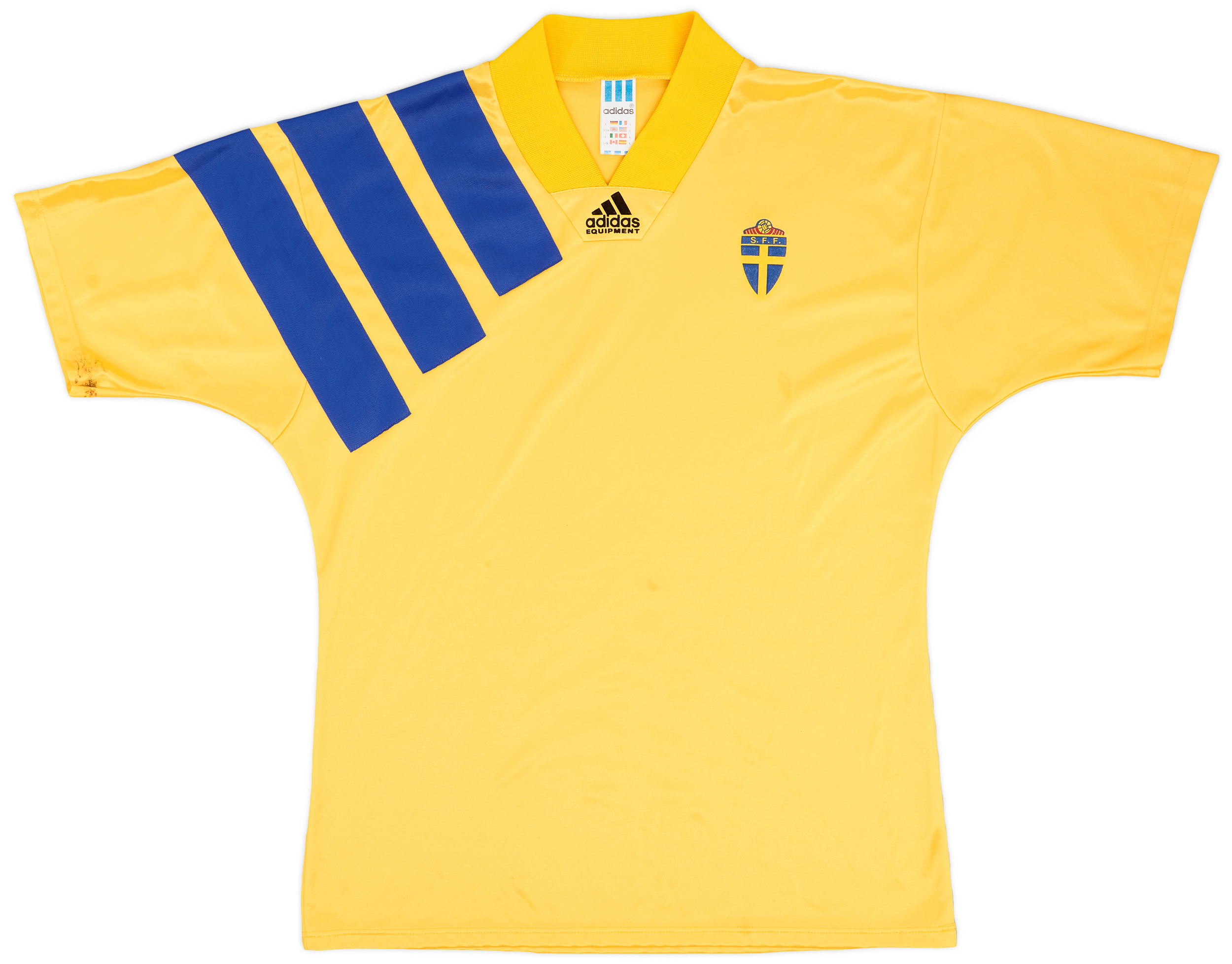 1992 94 Sweden Home Shirt 7 10 L 1992-94-sweden-home-shirt-7-10-l