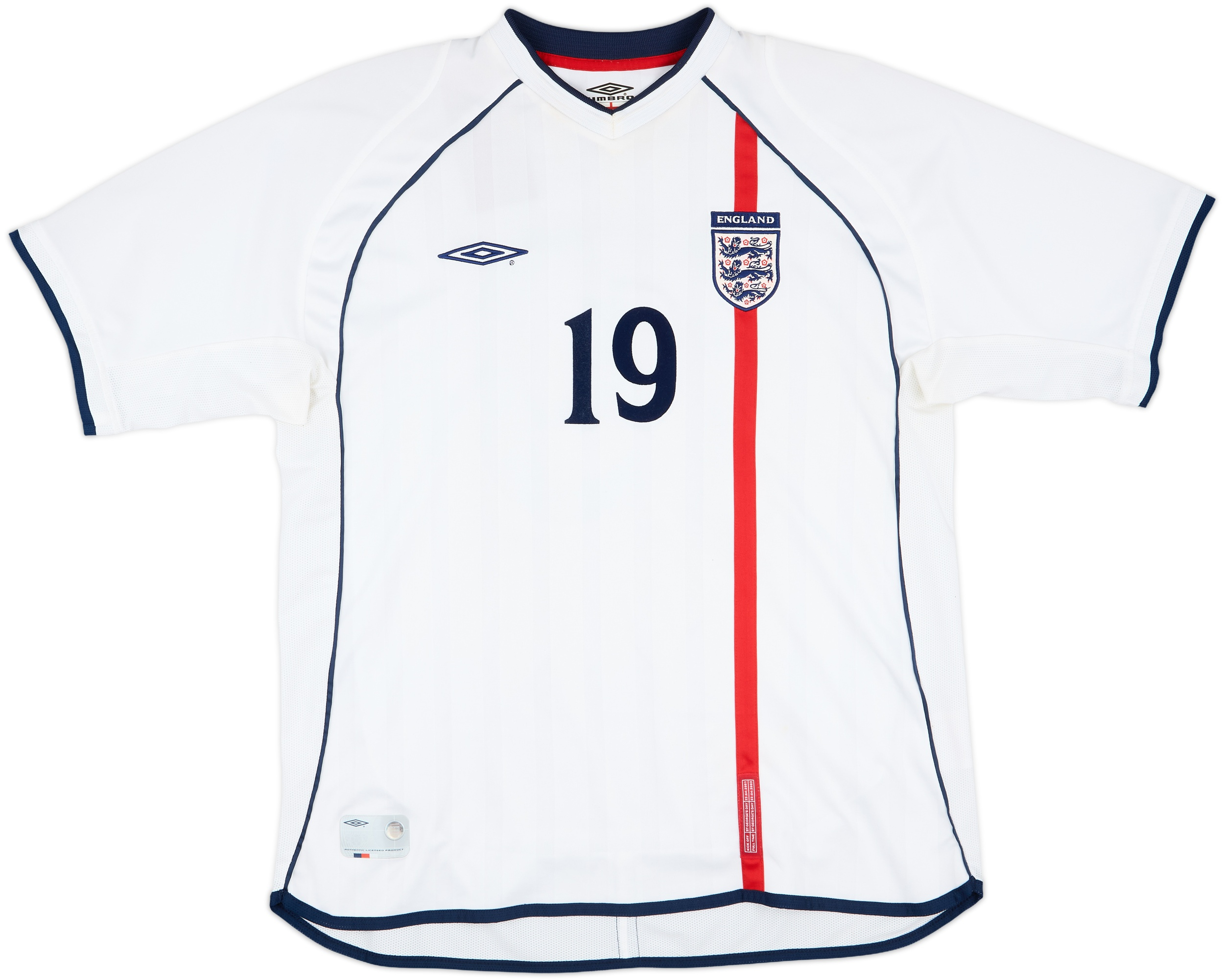 ウェア UMBRO England National Team Jersey 19 2001-02 England Match Issue Home Shirt #19