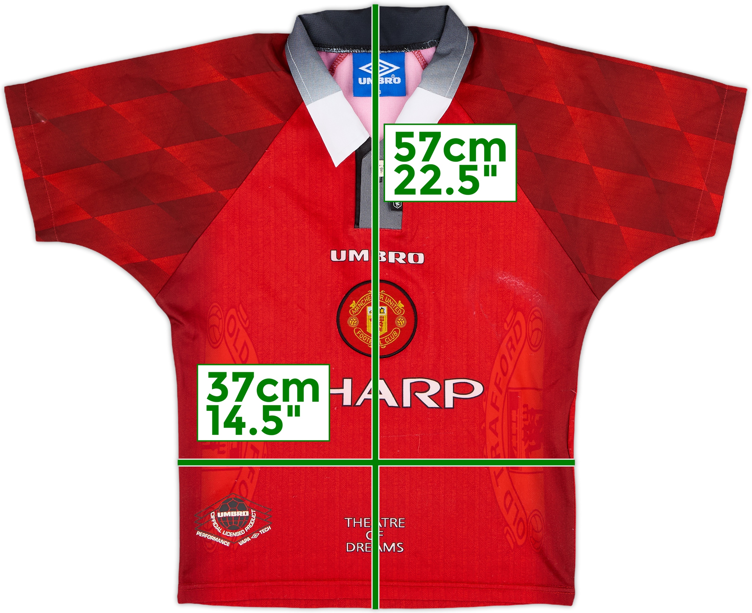 1996-98 Manchester United Home Shirt - 6/10 - (S.Boys)