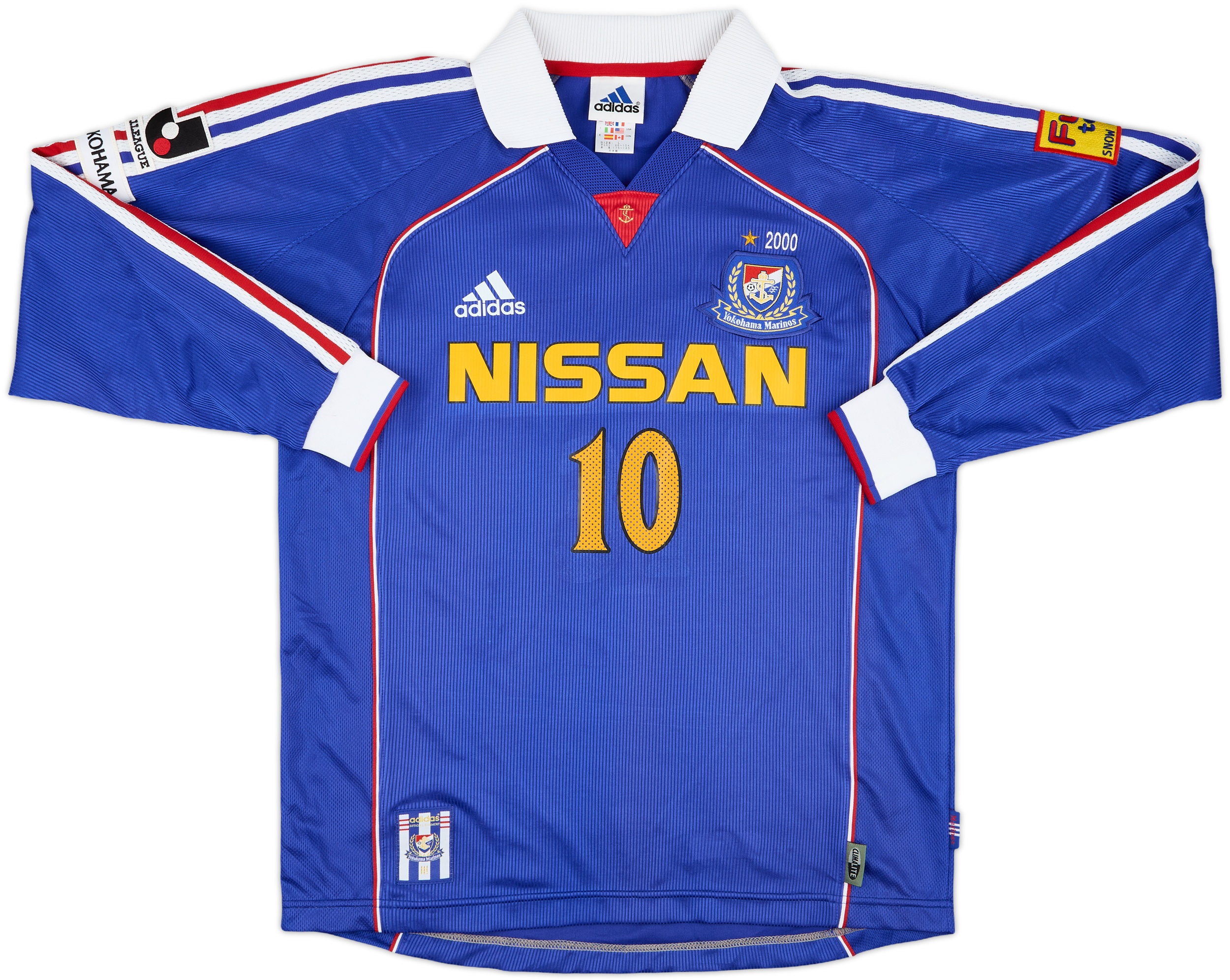 2000 Yokohama Marinos Home L/S Shirt #10 (Nakamura) - 6/10 - (L)