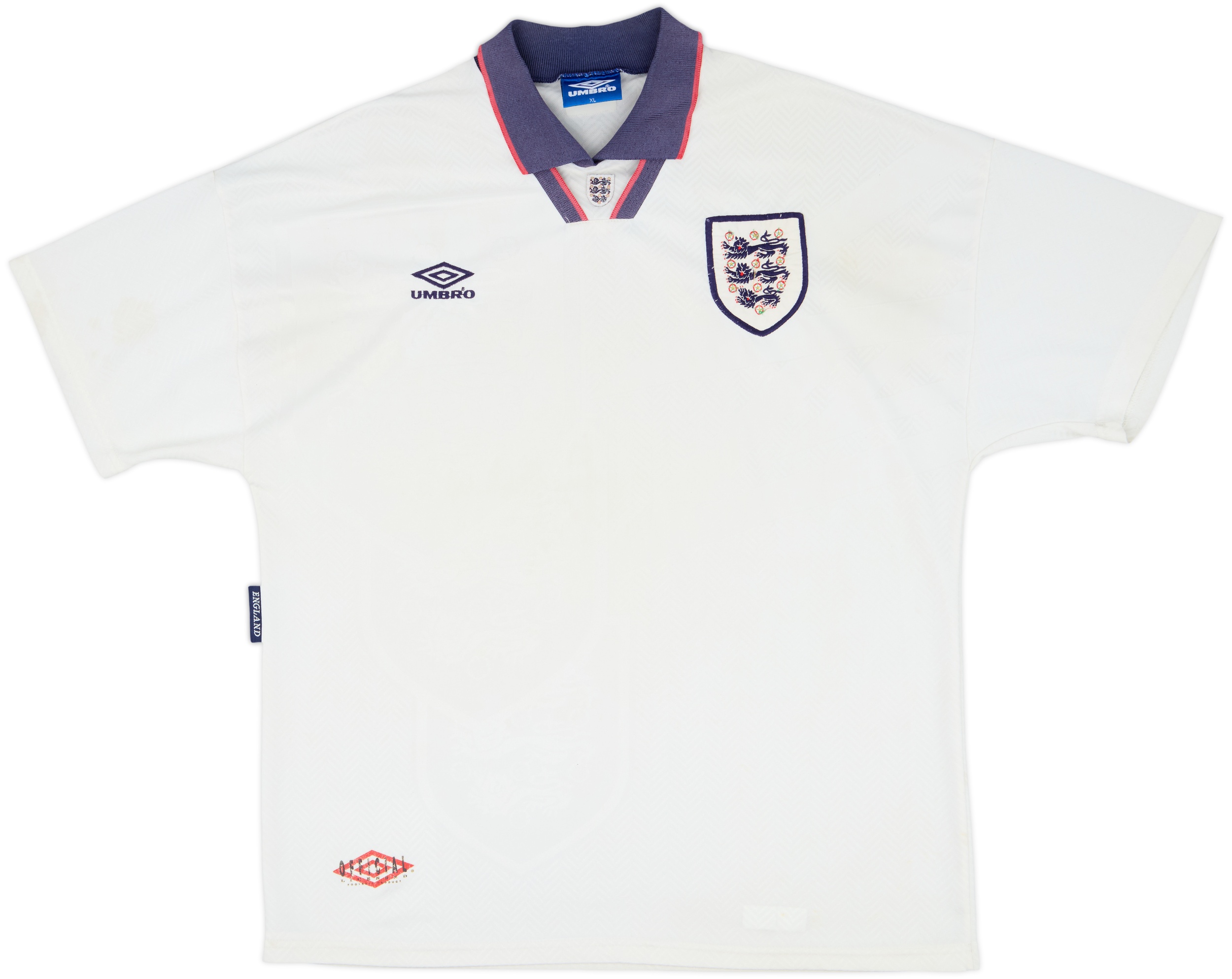 1993-95 England Home Shirt - 5/10 - (XL)
