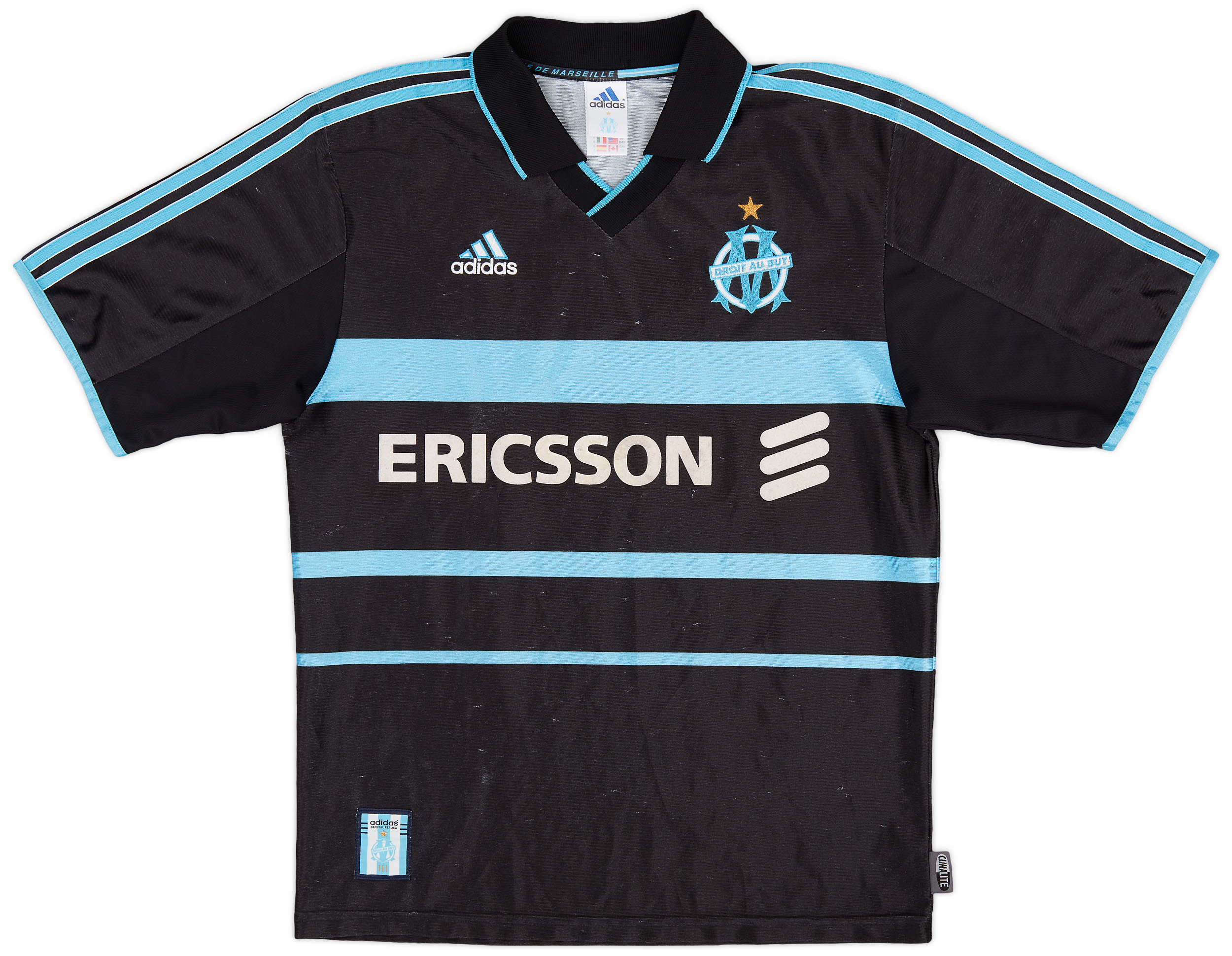 MAILLOT OLYMPIQUE MARSEILLE 1999 Abardonado #27 Adidas OM Ericsson vintage - XL EUR 138,00 - FR