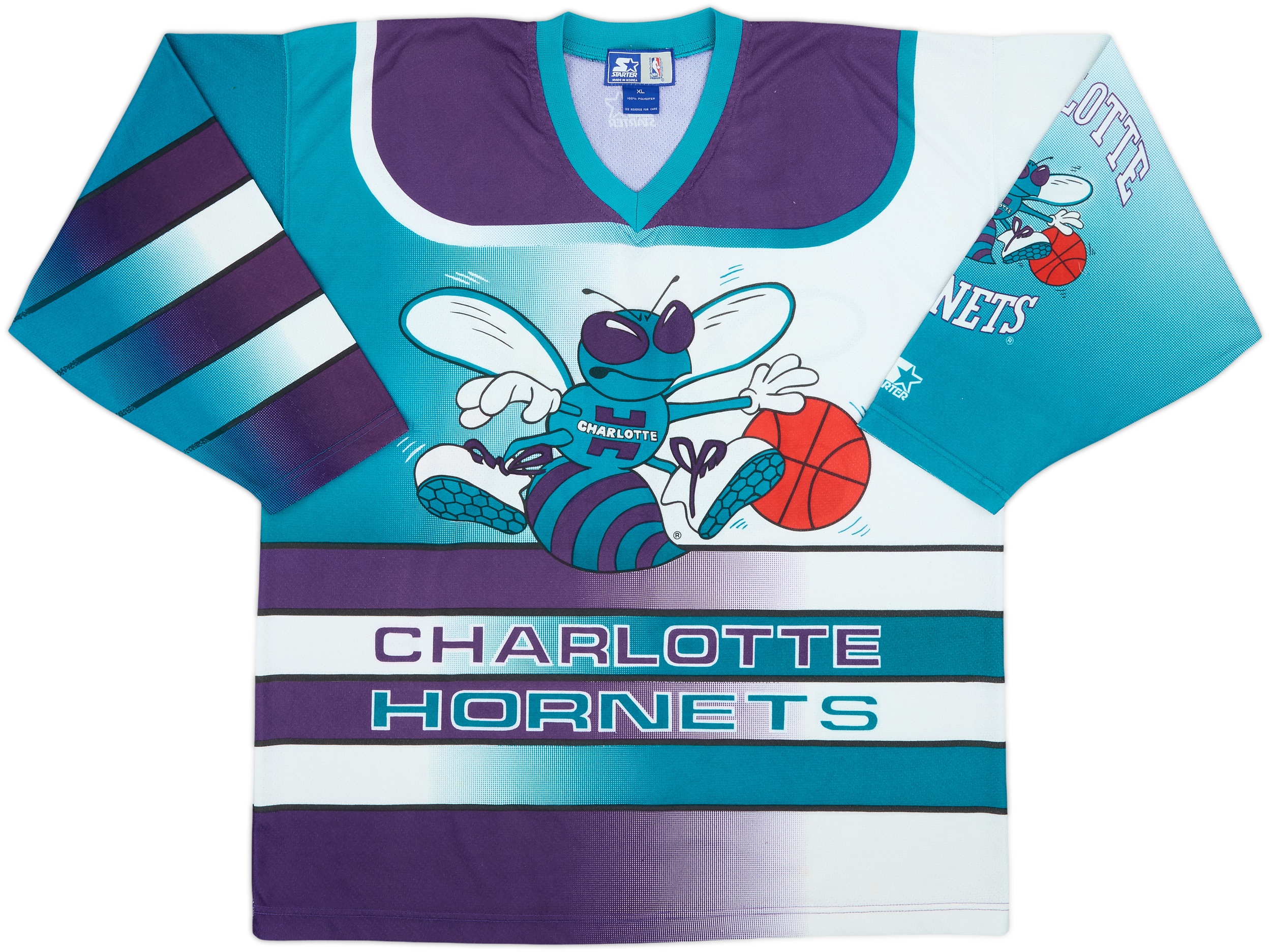 STARTER 90s Charlotte NBA HORNETS ホーネッツ 1990s Charlotte Hornets Starter Hockey Jersey - 8/10 - (XL)