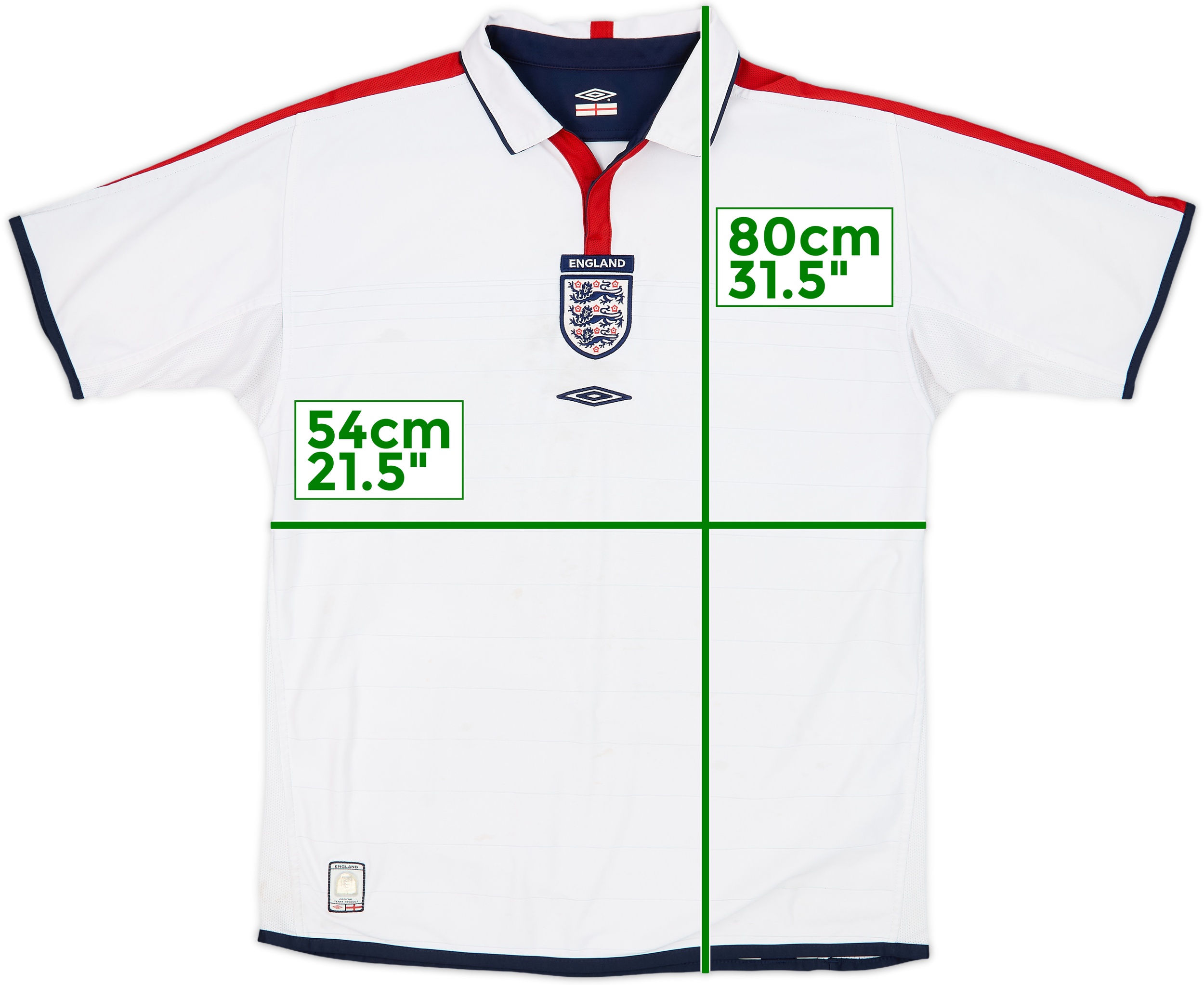 レア 2003-2005 Umbro イングランド代表 シャツ ホーム Ｌ 2003-05 England Home Shirt - 5/10 - (L)