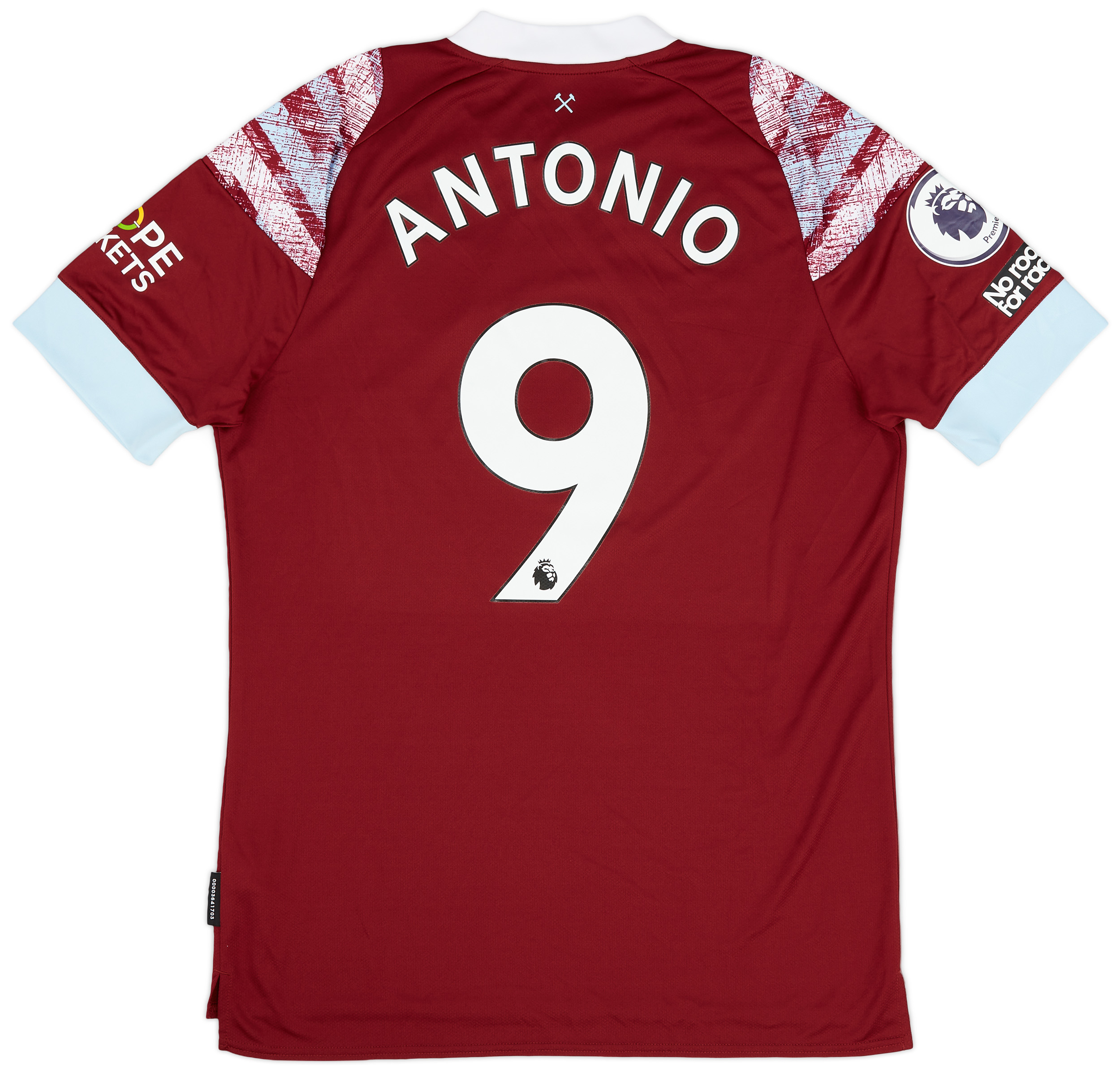 202223 West Ham Match Issue Home Shirt Antonio 9
