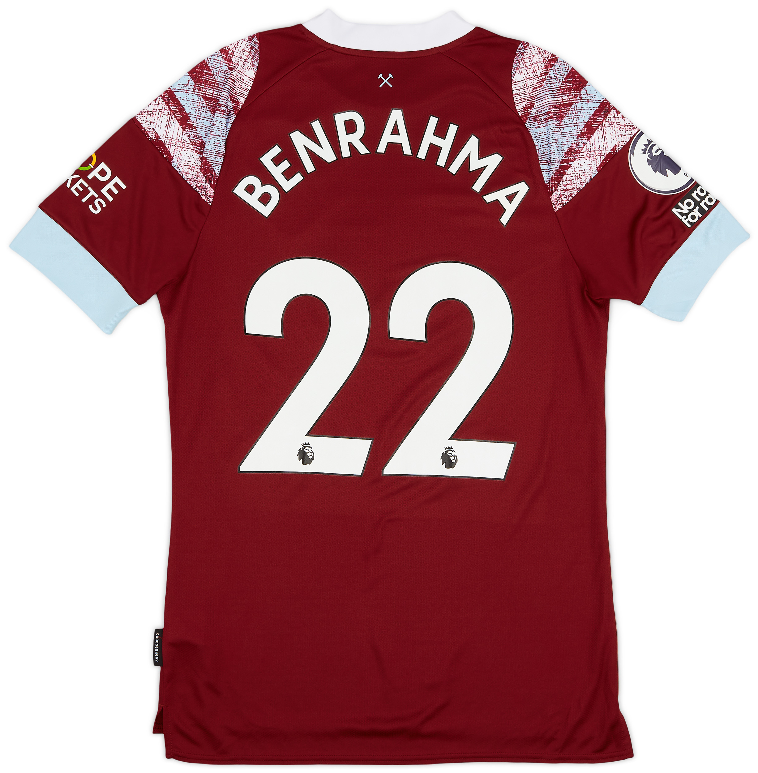 2022 23 West Ham Match Issue Home Shirt Benrahma 22